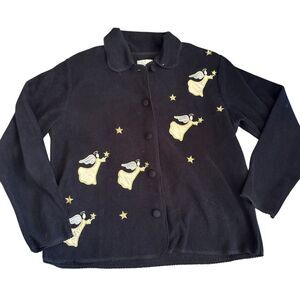 Vintage Knit Angel Christmas Sweater‎ Button Up Collar Women Size Medium